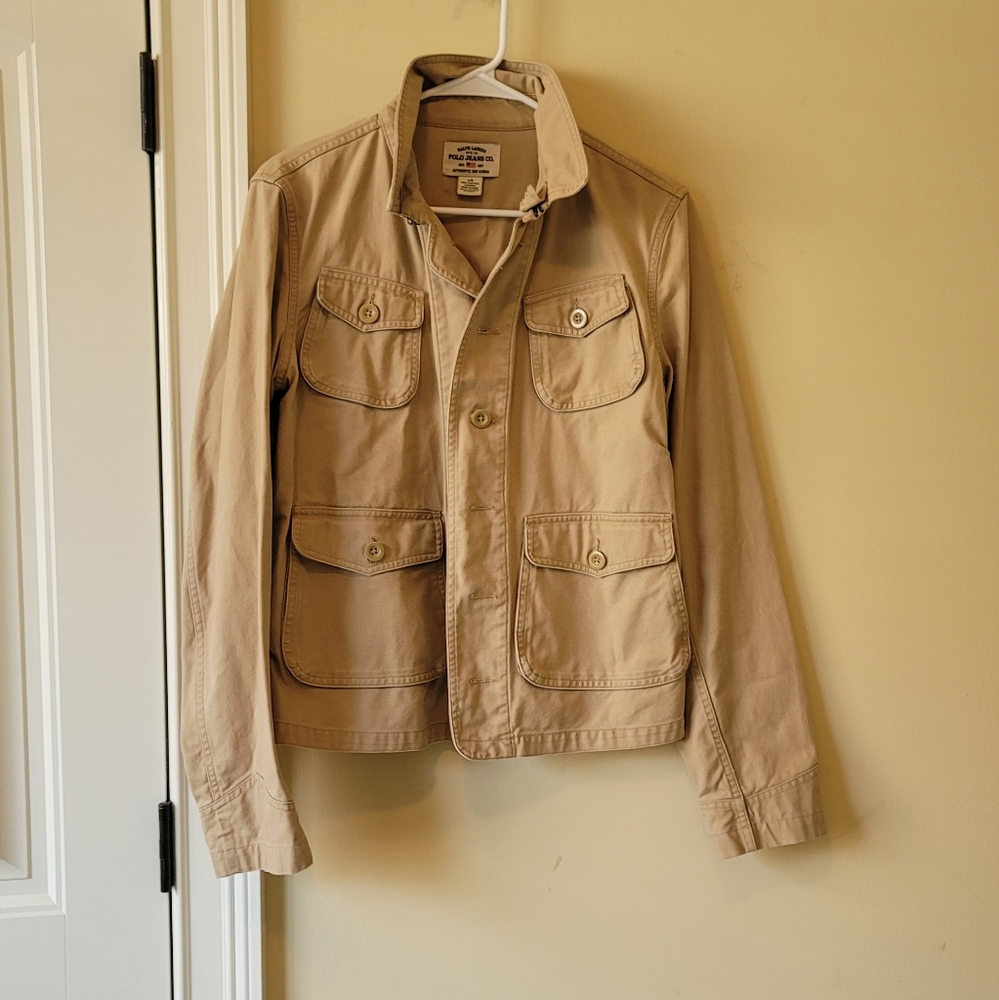Ralph Lauren Polo Jeans Beige Tan Cotton Denim Jacket Coat - Picture 1 of 8